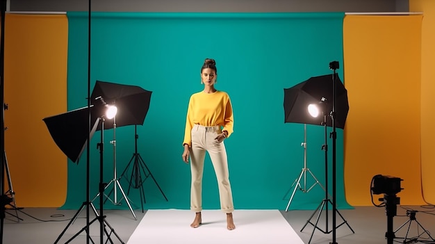 Woman Taking Photos in Studio Setting