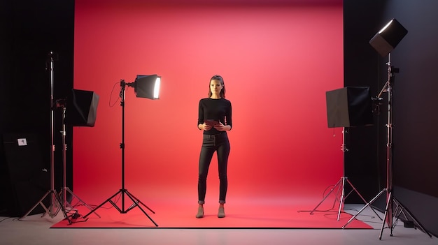 Woman Taking Photos in Studio Setting