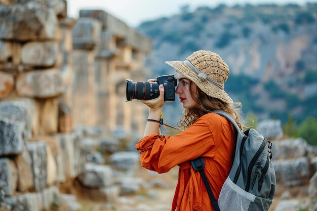 A woman taking a picture with a camera