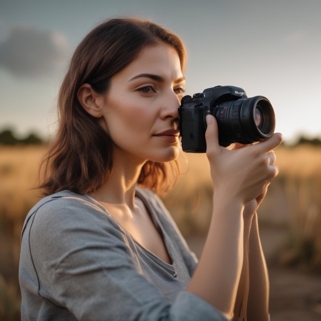 A woman taking a picture with a