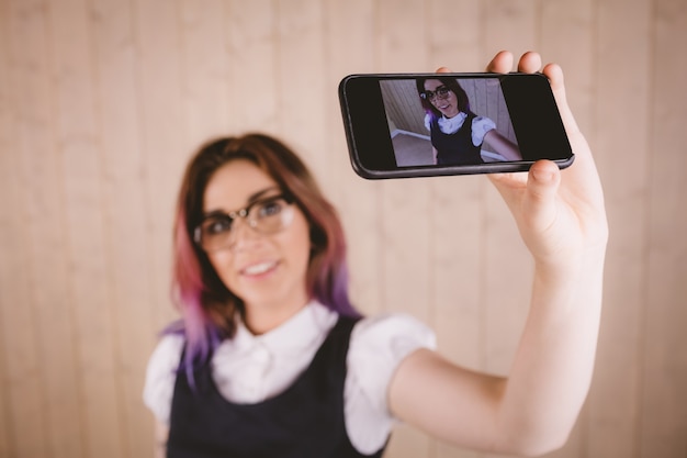 Woman taking a selfie