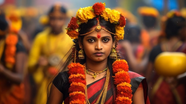 Woman at the Telangana festival