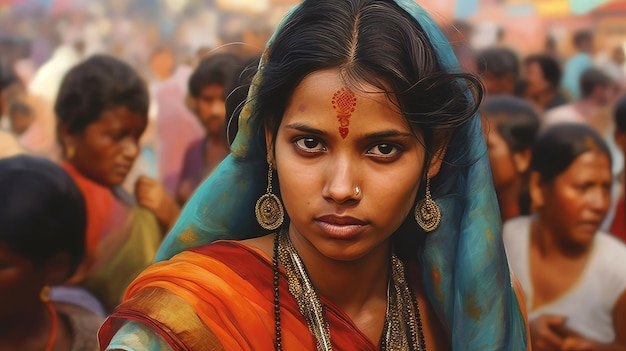 Woman at the Telangana festival