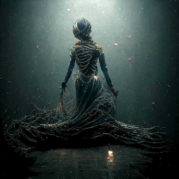 Woman that is standing in the water generative ai