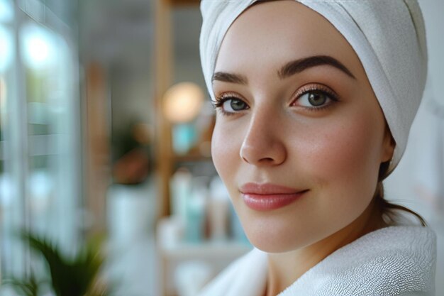 Woman towel head