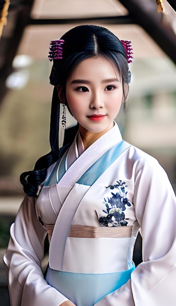 A woman in a traditional hanfu dress