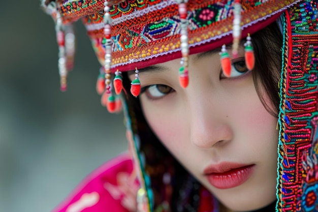 Woman in traditional hmong attire