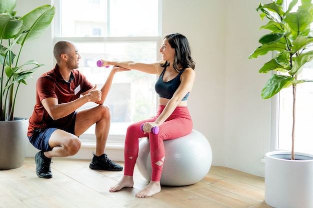 Woman training her arms