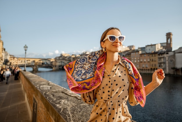 Woman traveling in florence italy