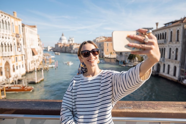 Woman traveling in venice italy