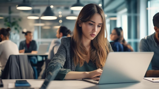 Woman Typing on Laptop