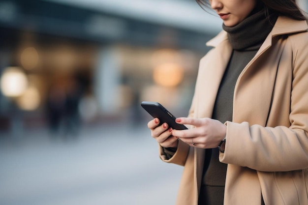 Woman typing on a smartphone