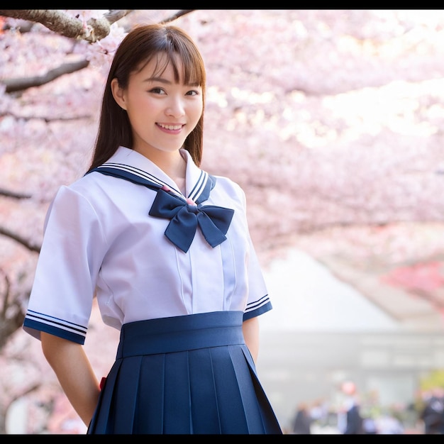 Photo a woman in a uniform with a bow on her neck