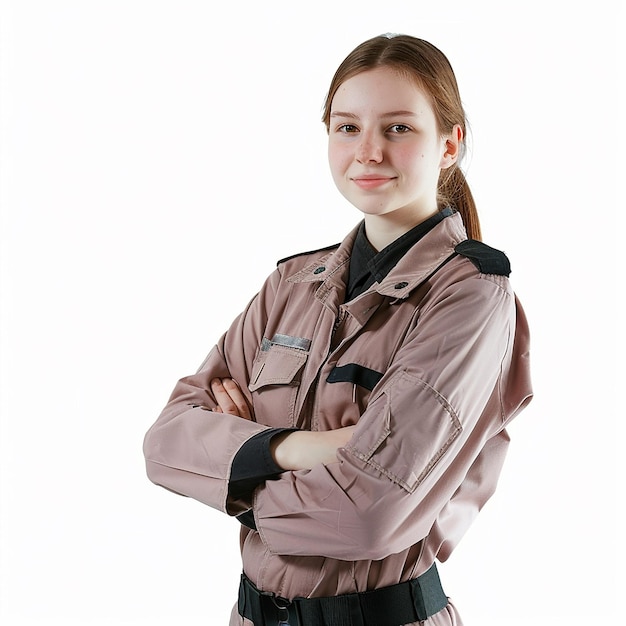 Photo a woman in a uniform with her arms crossed