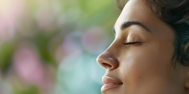 A woman unwinding at an Ayurvedic spa with eyes closed post massage Concept Spa Relaxation Ayurvedic Treatment Wellness Retreat Selfcare Serene Atmosphere