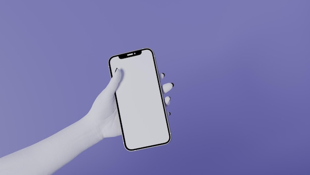 Woman use the iPhone 13 pro with white screen. 3d rendering.