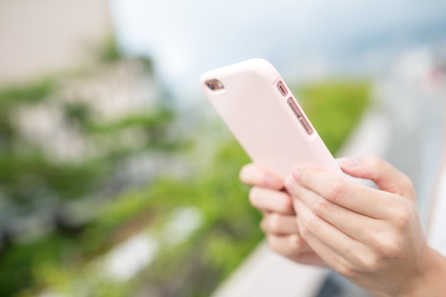 Woman use of mobile phone