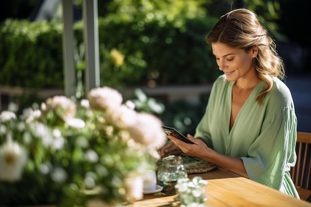 Woman Uses Mobile Phone Outside