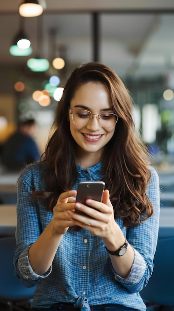 Woman using cellphone with different applications