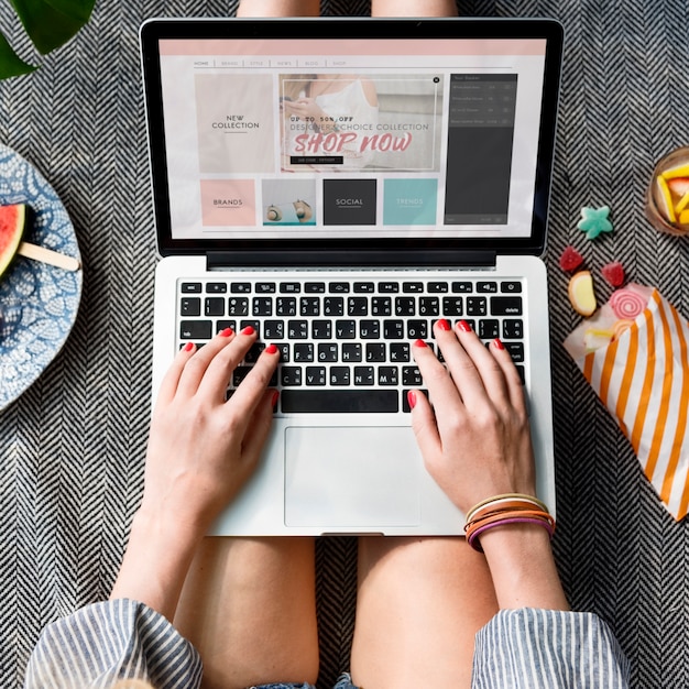 Woman using computer laptop