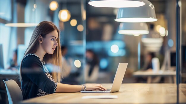 Woman Using Laptop at Table