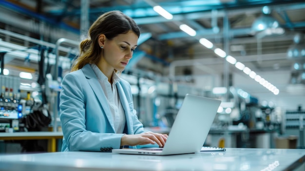 The woman using laptop