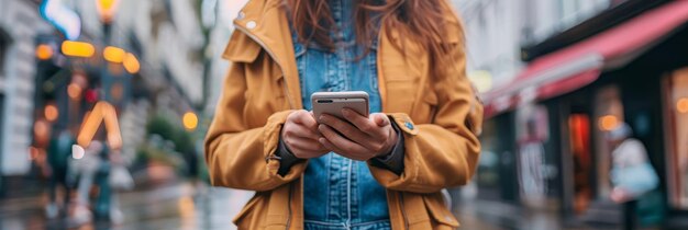 Woman Using a Smartphone in City