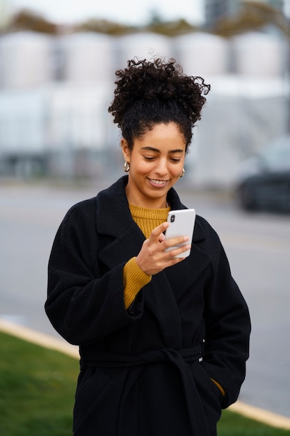 Woman using smartphone technology