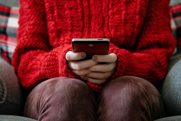 Woman using a smartphone with an empty screen