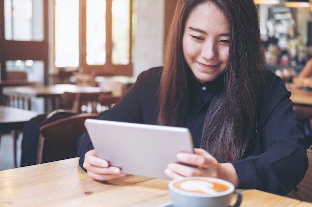 woman using tablet