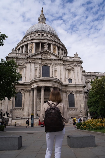 Woman visiting st pauls cathedral in london