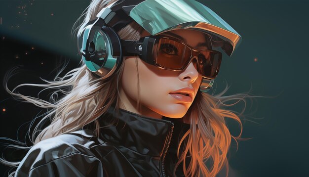 Woman in vr glasses