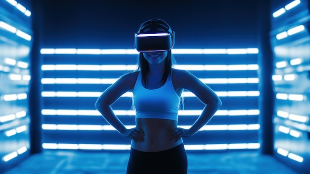 Photo woman in vr headset