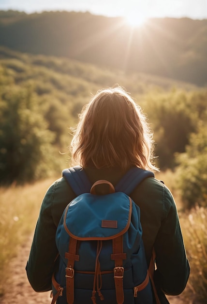 A woman walking alone in nature