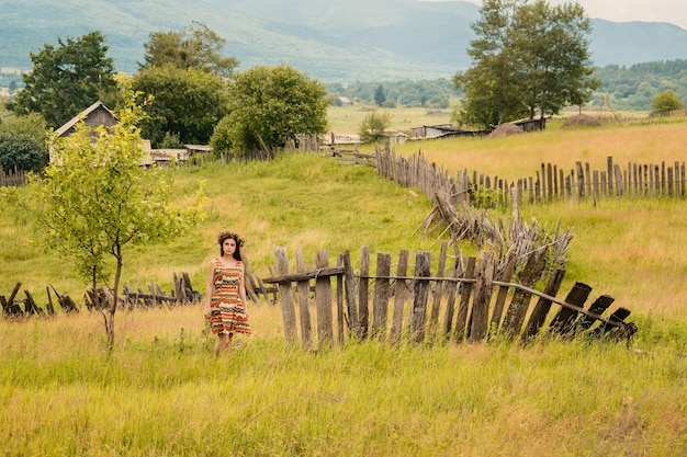 Woman walking in field