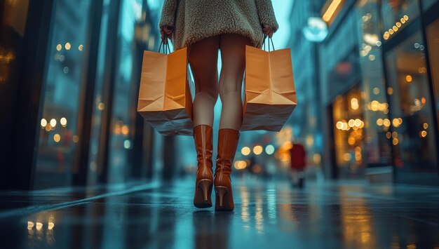 Woman Walking With Shopping Bags