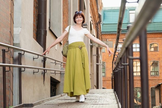 Woman walks in the old city quarter