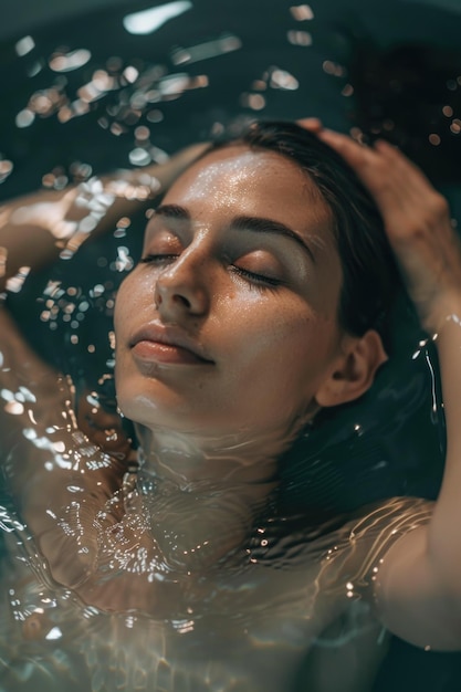 Woman in Water Eyes Closed