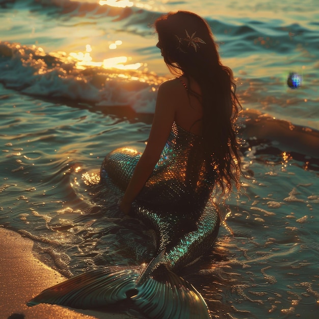 a woman in the water with a surfboard and a ball