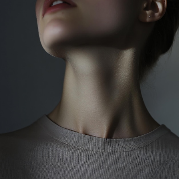 a woman wearing a black lace top with a black lace collar