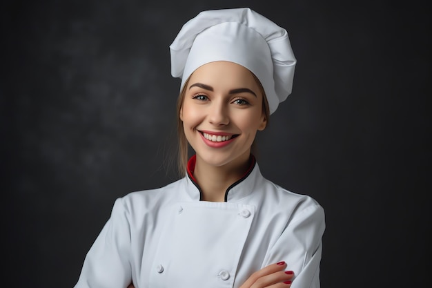 A woman wearing a chef's hat