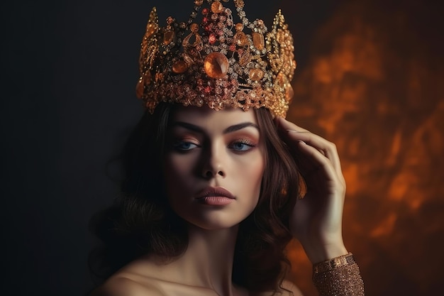 A woman wearing a crown with the word queen on it