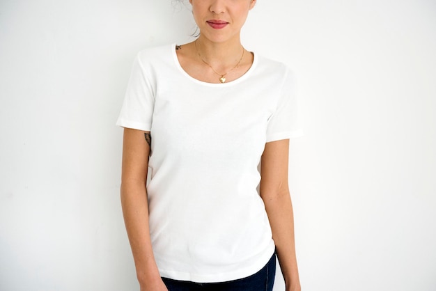 Woman wearing design space white tee