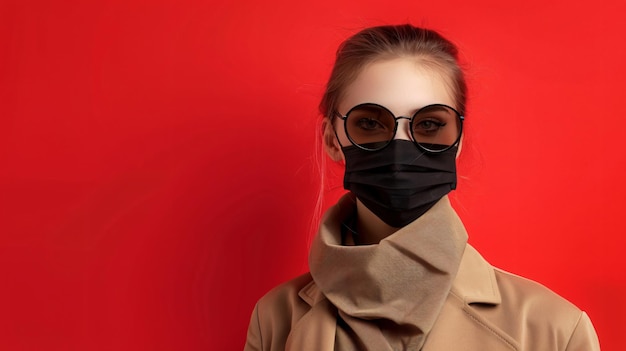 a woman wearing a face mask with a face mask on