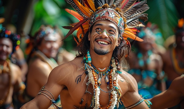 a woman wearing a flower crown is smiling