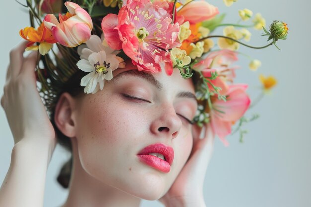 Woman Wearing Flower Crown