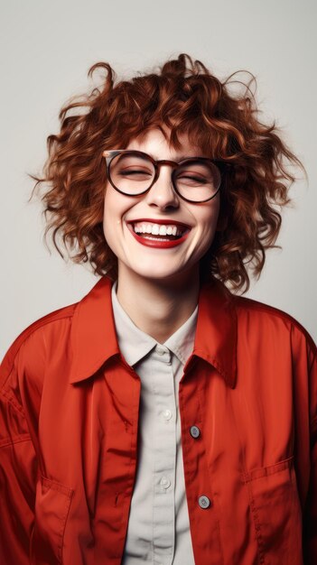 Woman wearing glasses short curly hair