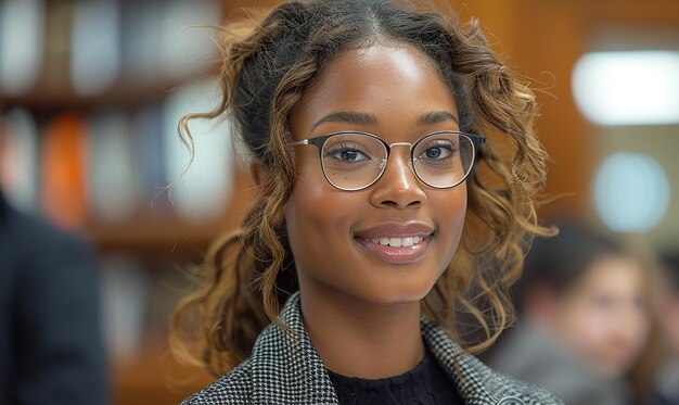 Photo a woman wearing glasses that says  she is wearing glasses