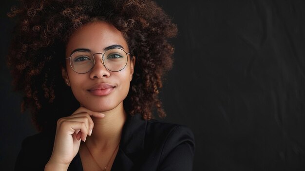 Photo a woman wearing glasses with a black shirt and a black shirt that says quot im wearing glasses quot