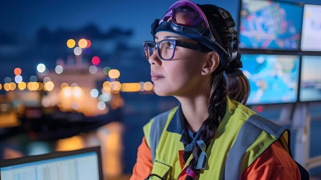 Photo a woman wearing goggles and a vest with goggles on